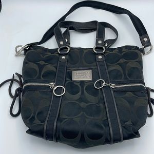 Coach purse womens black silver satchel shoulder bag tote